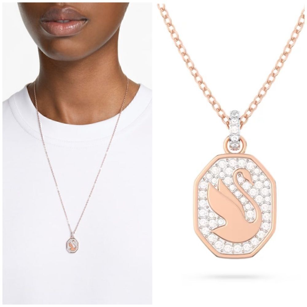 Swarovski Signum pendant
Swan, Long, White, Rose gold-tone plated Necklace